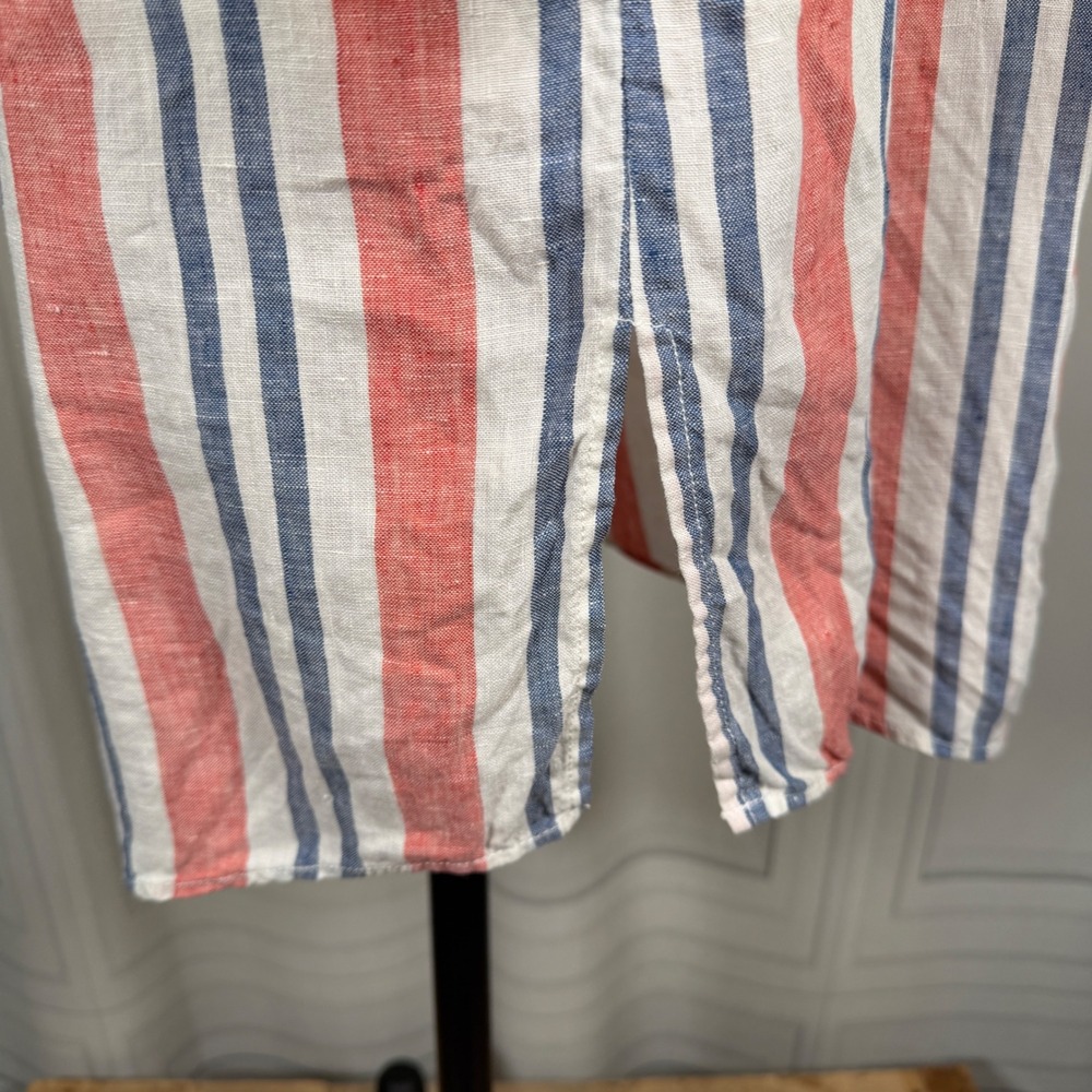 Artisan NY 100% Linen Striped Button-Down Shirt Dress Muted Coastal Tunic-Medium - Picture 8 of 13
